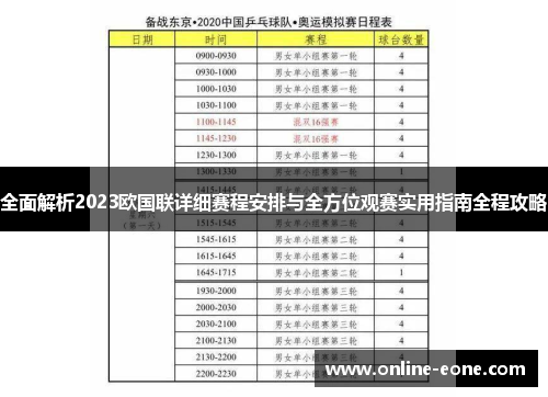 全面解析2023欧国联详细赛程安排与全方位观赛实用指南全程攻略
